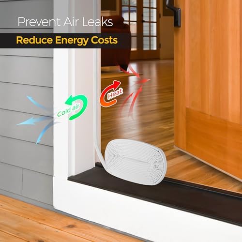 Weather Stripping Door Seal Strip Soundproof Q Foam Weather Stripping for Door Frame, Exterior Door Weather Stripping for Large Gap, Easy to Install(White, 21FT - Image 3