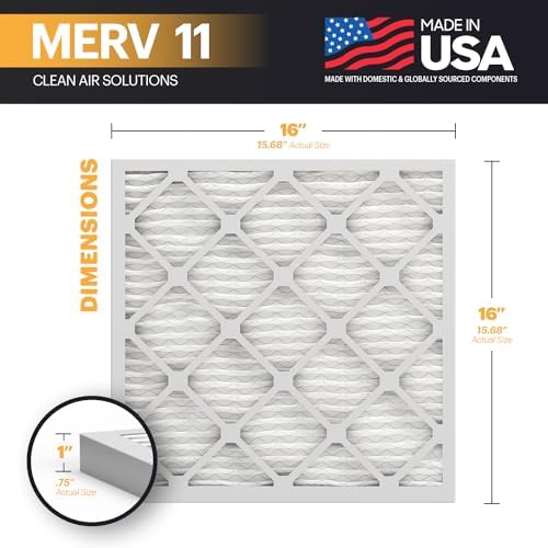 BNX TruFilter 16x16x1 Air Filter MERV 11 (6-Pack) - MADE IN USA - Allergen Defense Electrostatic Pleated Air Conditioner HVAC AC Furnace Filters for Allergies, Dust, Pet, Smoke, Allergy MPR 1200 FPR 7 - Image 2
