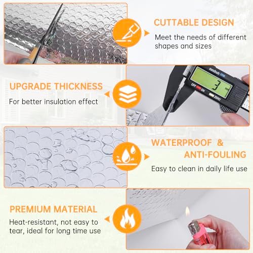 Reflective Foil Insulation, Double Reflective Bubble Insulation Sheet, Aluminum Foil Bubble Shield, Radiant Barrier Roll for RV Windows Weatherproofing (47''x 10Ft) - Image 2