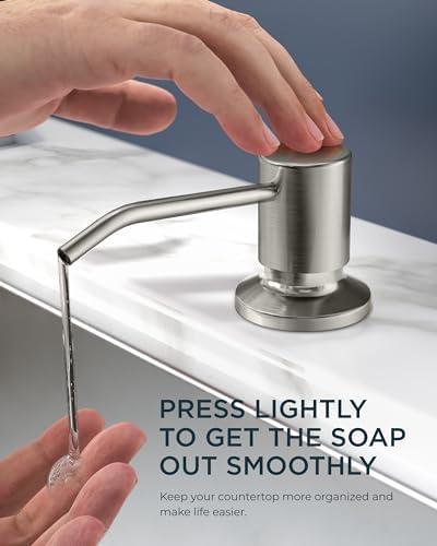 FORIOUS Kitchen Faucet with Soap Dispenser, Brushed Nickel Stainless Steel Spring Sink Faucet with Pull Down Sprayer Transitional Single Handle for Farmhouse Camper Laundry Camper - Image 4