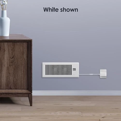 Quiet Register Booster Fan Fits 4" x 12" Register Holes, 10-Speed Smart Heating Cooling AC Vent Fan with Remote Control and Thermostat Control - White - Image 7