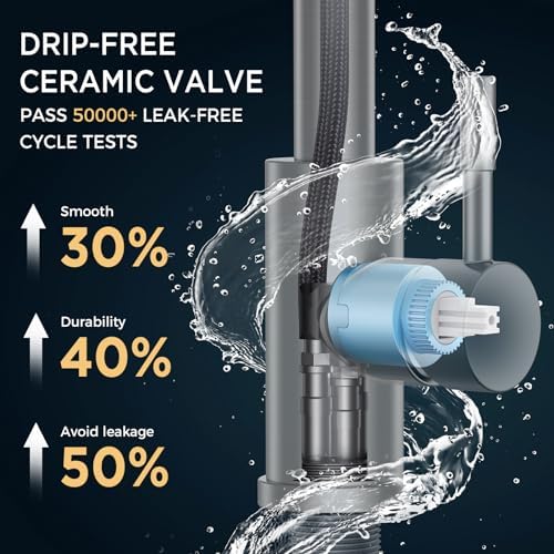 FORIOUS Black Kitchen Faucet with Pull Down Sprayer, High Arc Modern Classic Sink Faucet Stainless Steel with Deck Plate Fit for 1 or 3 Hole for Pot Filler Bar Farmhouse Laundry Rv - Image 6