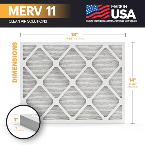 BNX TruFilter 14x18x1 Air Filter MERV 11 (6-Pack) - MADE IN USA - Allergen Defense Electrostatic Pleated Air Conditioner HVAC AC Furnace Filters for Allergies, Dust, Pet, Smoke, Allergy MPR 1200 FPR 7 - Image 2