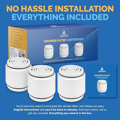 AquaBliss HD Multi Stage Shower Filter Replacement Cartridge for SF400 & SF500-48x Heavy Duty Detox Power. Kiss Itching, Breakage & Dullness Goodbye. Reduce Rust, Chlorine, Toxins. 3-Pack (SFC500) - Image 6