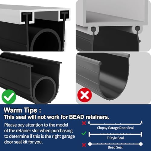 Garage Door Seals Bottom Rubber Weather Stripping Kit Replacement, U+O Ring Weatherproof Threshold Buffering Sealing Rubber, 1/4 Inch T Ends, 4 Inch Width (20 Ft) - Image 4