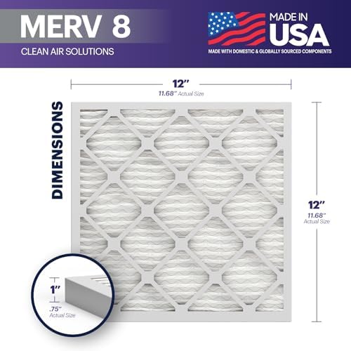 BNX TruFilter 12x12x1 Air Filter MERV 8 (6-Pack) - MADE IN USA – Dust & Pet Defense Pleated Air Conditioner HVAC AC Furnace Filters for Dust, Pet, Mold, Pollen MPR 600 – 700 & FPR 5 - Image 2