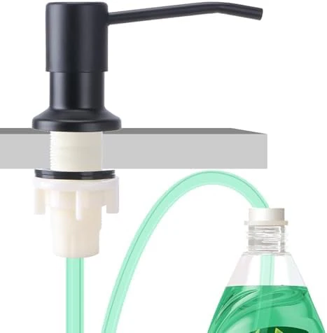 Soap Dispenser for Kitchen Sink, Built in Sink Soap Dispenser, Countertop Soap Dispenser Pump with 47" Extension Tube kit, No Need to Fill Little Bottle Again, Black