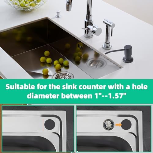 Soap Dispenser for Kitchen Sink, Built in Sink Soap Dispenser, Countertop Soap Dispenser Pump with 47" Extension Tube kit, No Need to Fill Little Bottle Again, Black - Image 4