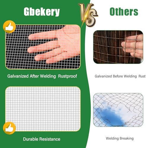 Hardware Cloth 1/2 inch 16in x 50ft 19 Gauge, Hot-dip Galvanized After Welding Chicken Wire Mesh Roll Garden Plant Welded Metal Wire Fencing Roll, Rabbit Cages Snake Fence - Image 3