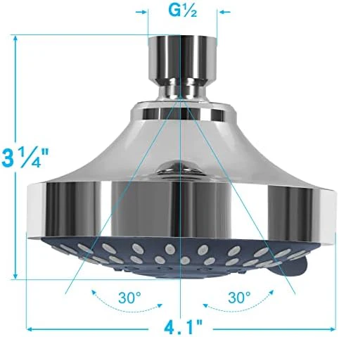 AISOSO Shower Head 2 PCS, 5 Modes High Pressure Shower Heads for Relaxed Shower Experience, 4.1 Inch Bathroom Fixed Showerhead Even at Low Water Pressure for Powerful Spray, Chrome - Image 5