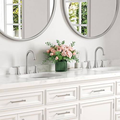 Bathroom Faucets for Sink 3 Hole, Hurran Brushed Nickel Bathroom Sink Faucet with Pop-up Drain and Supply Lines, Stainless Steel Lead-Free Widespread Faucet for Vanity RV, 2 Pack - Image 7