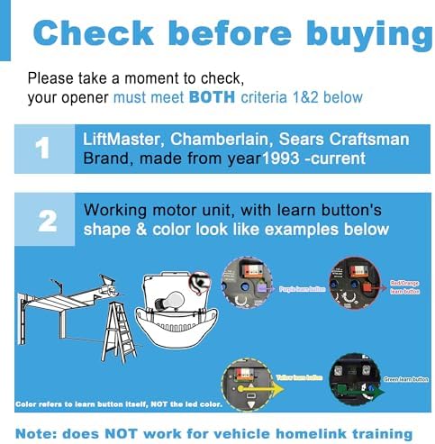Garage Door Opener Keypad with 2 Garage Door Opener Remote for Liftmaster Chamberlain Craftsman Garage Door Opener Remote Keypad 877MAX 893LM 893Max 971LM 371LM, Purple Yellow Red Orange Learn Button - Image 3