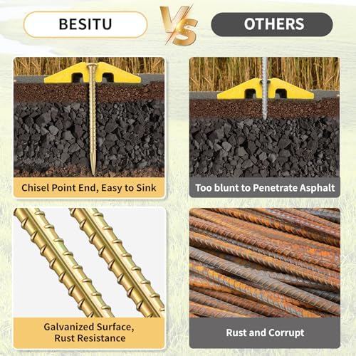 16 Inch Rebar Stakes 1/2 Inch Diameter Galvanized Steel Ground Anchors Heavy Duty Anchoring Spikes for Speed Bump, Parking Curb and Tent (10 Pack) - Image 3