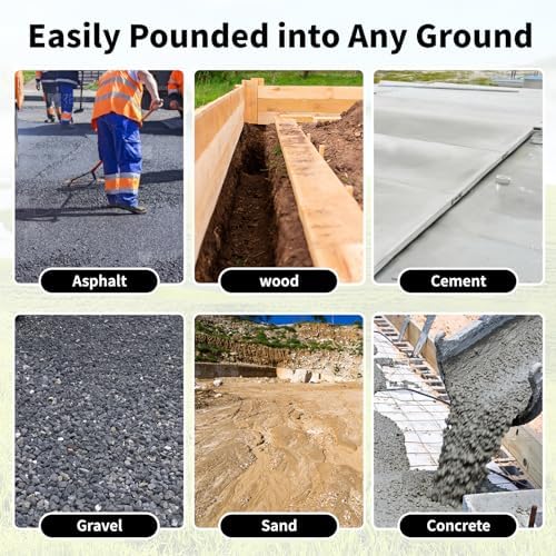 16 Inch Rebar Stakes 1/2 Inch Diameter Galvanized Steel Ground Anchors Heavy Duty Anchoring Spikes for Speed Bump, Parking Curb and Tent (10 Pack) - Image 4