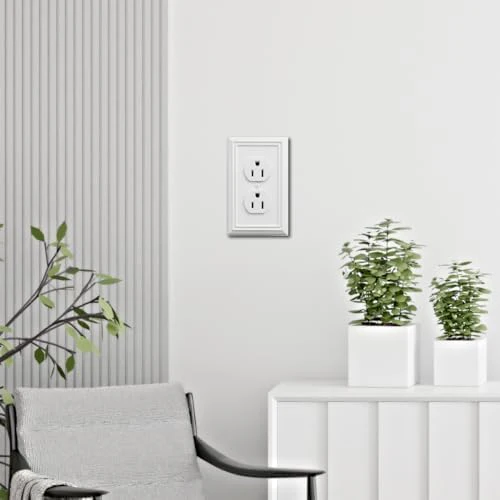 Single Duplex Outlet Cover Plate, 4-Pack White Adler Metal Wall Plate 1 Gang, Light Switch Cover, for Receptacle Light Switch, Switch Cover Decorative Wallplate, Durable - Image 5