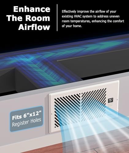 AirBlaze Z4, Quiet Register Booster Fan, Smart Vent Booster Fan with Thermostat Control & Remote Control, 10-Speed Control Heating Cooling AC Vent Fan (White, 6 x 12 inch) - Image 5