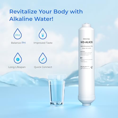 Waterdrop ๐๐ฅ๐ค๐๐ฅ๐ข๐ง๐ Water Filter WD-ALK35, Alkaline Filter for Reverse Osmosis System, pH Balance and Restore Minerals for RO Alkaline Filter, Under Sink Water Filter, 1/4" Quick Connect - Image 2