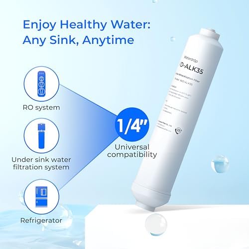 Waterdrop ๐๐ฅ๐ค๐๐ฅ๐ข๐ง๐ Water Filter WD-ALK35, Alkaline Filter for Reverse Osmosis System, pH Balance and Restore Minerals for RO Alkaline Filter, Under Sink Water Filter, 1/4" Quick Connect - Image 3