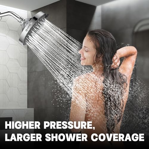 HOPOPRO 5-Mode High Pressure Shower Head - The Washington Post, NBC News, Today TV Show Recommended - High Flow Fixed Showerheads (6 Inch Chrome) - Image 5