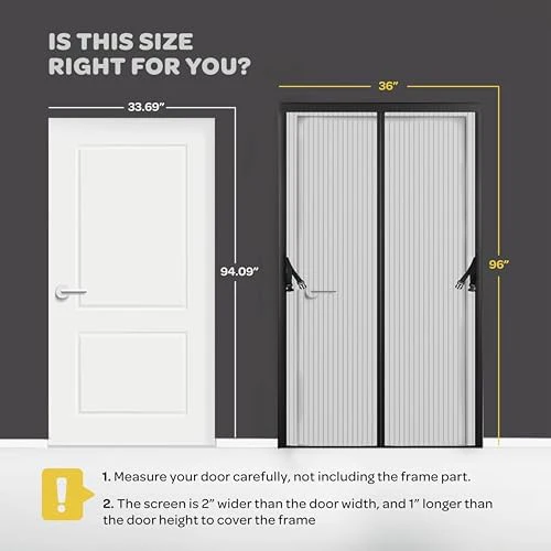 Hands-Free Magnetic Screen Door, Heavy Duty, Self Sealing Screen Door Mesh Protector, Pet and Kid-Friendly, Stay-Open Buckle, Keeps Bugs Out While Letting Nature in, Fits Door Size (36" x 96") - Image 3
