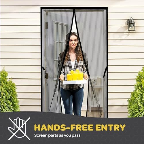 Hands-Free Magnetic Screen Door, Heavy Duty, Self Sealing Screen Door Mesh Protector, Pet and Kid-Friendly, Stay-Open Buckle, Keeps Bugs Out While Letting Nature in, Fits Door Size (34" x 82") - Image 5