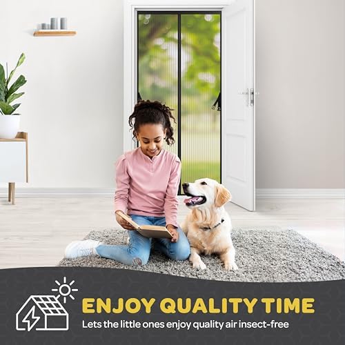 Hands-Free Magnetic Screen Door, Heavy Duty, Self Sealing Screen Door Mesh Protector, Pet and Kid-Friendly, Stay-Open Buckle, Keeps Bugs Out While Letting Nature in, Fits Door Size (48" x 80") - Image 7