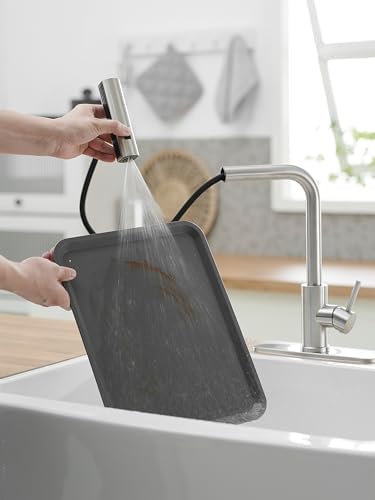 Kitchen Faucets with Pull Down Sprayer,Waterfall Kitchen Sink Faucet,Commercial Utility Stainless Steel Kitchen Faucets,Single Handle Kitchen Sink Faucet with Pull Down Sprayer for 3 Function,Brushed - Image 4