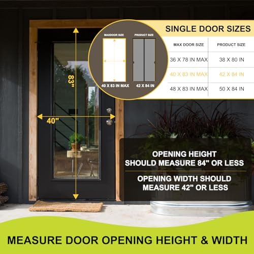 Magnetic Screen Door - Fit for Door Size:40x83 Inch, Screen Itself Size:42" x 84", Hands Free Mesh Partition,Heavy Duty Screen Door Mesh Curtain Keeps Bugs Out, Frame Hook & Loop, Pet and Kid Friendly - Image 2