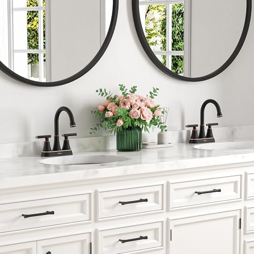 Bathroom Faucets for Sink 3 Hole, Hurran 4 inch Oil Rubbed Bronze Bathroom Sink Faucet with Pop-up Drain and Supply Hoses, Stainless Steel Lead-Free Centerset Faucets for Vanity RV, 2 Pack - Image 6