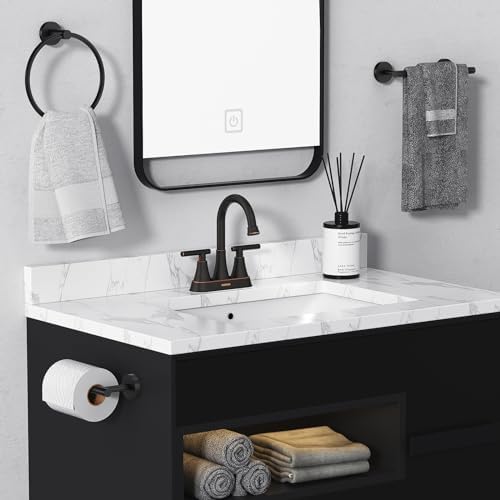 Bathroom Faucets for Sink 3 Hole, Hurran 4 inch Oil Rubbed Bronze Bathroom Sink Faucet with Pop-up Drain and Supply Hoses, Stainless Steel Lead-Free Centerset Faucets for Vanity RV, 2 Pack - Image 7