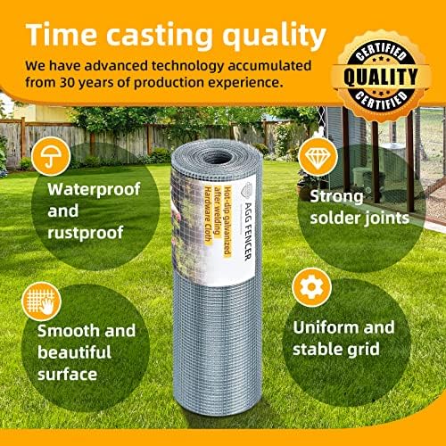 8inch x 25ft Hardware Cloth 1/4 inch Chicken Wire Fencing 23Ga, Hot Dipped Galvanized After Welding Garden Plant Supports Welded Metal Chicken Wire Fence, Poultry Animal Netting Cage Screen - Image 3
