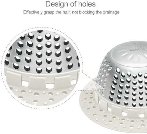 LEKEYE Shower Drain Hair Catcher/Shower Drain Cover/Drain Protector for Pop-Up & Regular Drains(Light Gray) - Image 4