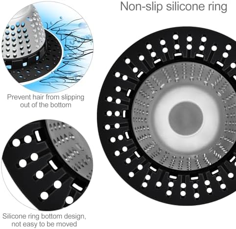 LEKEYE Shower Drain Hair Catcher/Bathtub Drain Cover/Drain Protector for Pop-Up & Regular Drains(Black) - Image 5
