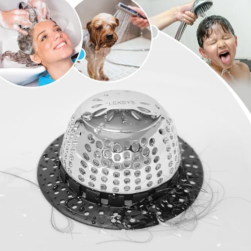 LEKEYE Shower Drain Hair Catcher/Bathtub Drain Cover/Drain Protector for Pop-Up & Regular Drains(Black) - Image 7