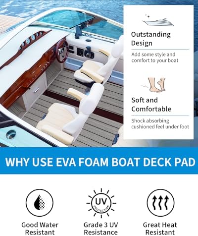 OCEANBROAD Boat Flooring EVA Foam Self-Adhesive 96''x45.6''/36''/28.8''/16.8'' Faux Teak Marine Boat Decking Sheet for Jon Boats Yacht Floor - Image 4