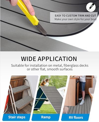 OCEANBROAD Boat Flooring EVA Foam Self-Adhesive 96''x45.6''/36''/28.8''/16.8'' Faux Teak Marine Boat Decking Sheet for Jon Boats Yacht Floor - Image 5