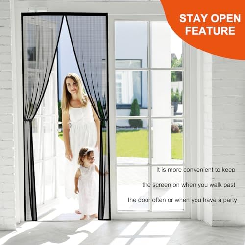 Fiberglass Magnetic Screen Door Fit Door Size 36 x 78 in- Heavy Duty Fiberglass Screen Door Mesh for Interior Door, Patio and Sliding Doors - Door Screen Magnetic Closure Let Fresh Air in - Image 3