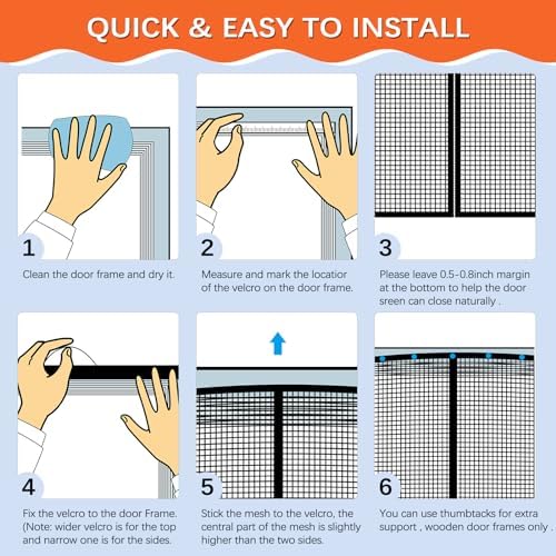 Fiberglass Magnetic Screen Door Fit Door Size 36 x 78 in- Heavy Duty Fiberglass Screen Door Mesh for Interior Door, Patio and Sliding Doors - Door Screen Magnetic Closure Let Fresh Air in - Image 6