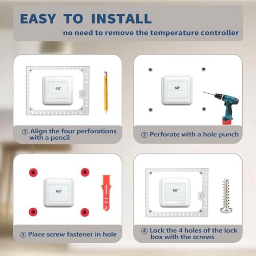 3 PCS Large Thermostat Lock Box Cover with Key, Clear Thermostat Cover with Lock Compatible With Honeywell Thermostat On Wall, AC Lock Box Cover with Key Fits Thermostats 5"H x 6" W or Smaller - Image 4