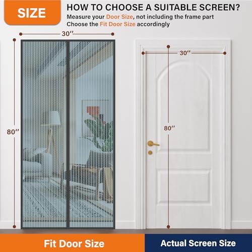Mesh Screen with Magnetic Closure-Keeps Bugs Out Let Breeze in, Heavy Duty - Pet and Kid Friendly, Works with Front, Sliding Doors (38 x 82 Inch) Gray - Image 2