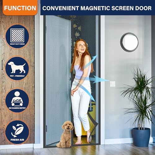 Mesh Screen with Magnetic Closure-Keeps Bugs Out Let Breeze in, Heavy Duty - Pet and Kid Friendly, Works with Front, Sliding Doors (38 x 82 Inch) Gray - Image 6