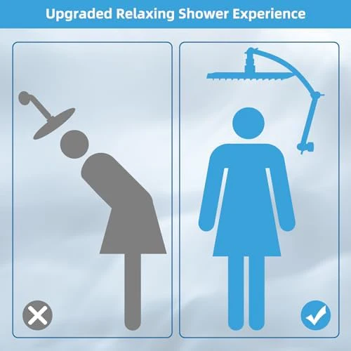 Hibbent All Metal Rain Shower Head, 10'' High Pressure Rainfall Square Showerhead with 16" Shower Head Extension Arm, Solid Brass Adjustable Shower Arm Extender, Waterfall fixed Showerheads, Chrome - Image 5