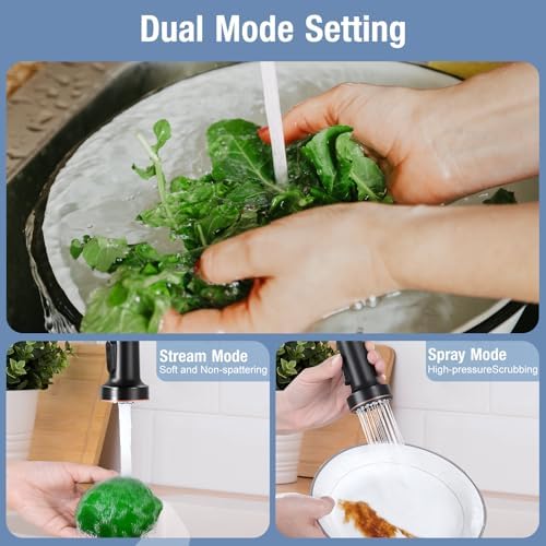 DJS Kitchen Faucets with Pull Down Sprayer Oil Rubbed Bronze -【High Arc】 Single Handle 1 or 3 Holes Spring Kitchen Sink Faucet with Deck Plate for Farmhouse RV Vessel Basin - Image 5