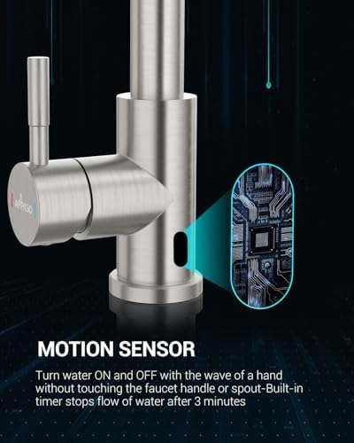 APPASO Touchless Kitchen Faucet, Motion Sensor Kitchen Sink Faucet with Pull Down ABS Sprayer 3 Modes, Activated Hands Free Faucets for Kitchen Sink with Soap Dispenser Stainless Steel, Brushed Nickel - Image 3