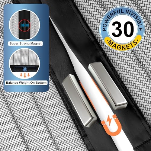 Magnetic Screen Door Fits Door Size 35" x 96", Screen Door Mesh,Door Screen Magnetic Closure for Patio Door Enjoy Air Fresh-Black, Actual Screen Size 37" x 97" - Image 4