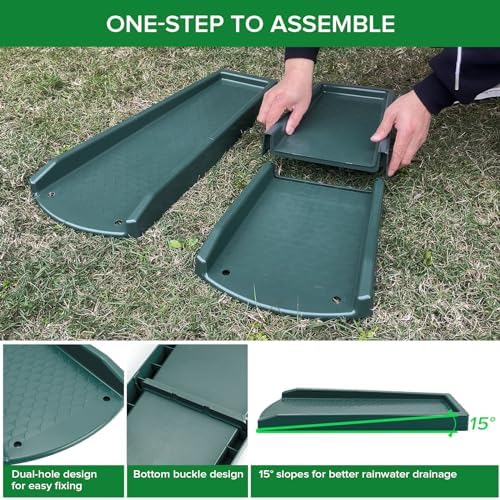 Splash Blocks for Gutters Downspouts, 24" Downspout Extensions for Rain Water Drainage, Thickened Gutter Splash Guard with Fixing Piles(1 Pack, Green) - Image 3