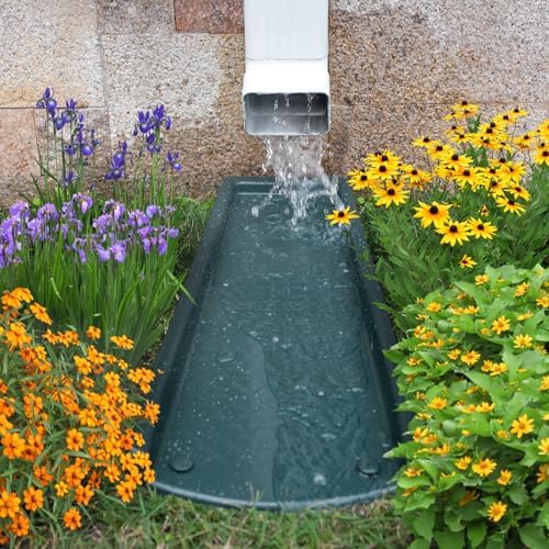 Splash Blocks for Gutters Downspouts, 24" Downspout Extensions for Rain Water Drainage, Thickened Gutter Splash Guard with Fixing Piles(1 Pack, Green) - Image 5