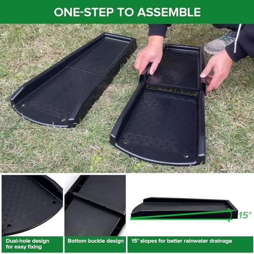Splash Blocks for Gutters Downspouts, 24" Downspout Extensions for Rain Water Drainage, Thickened Gutter Splash Guard with Fixing Piles(2 Pack, Black) - Image 3