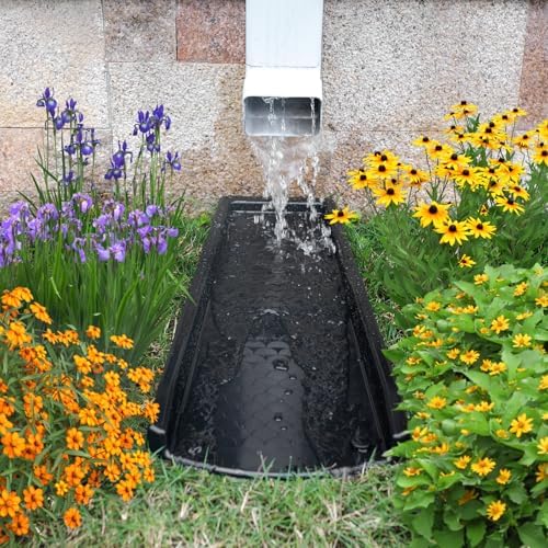 Splash Blocks for Gutters Downspouts, 24" Downspout Extensions for Rain Water Drainage, Thickened Gutter Splash Guard with Fixing Piles(2 Pack, Black) - Image 5
