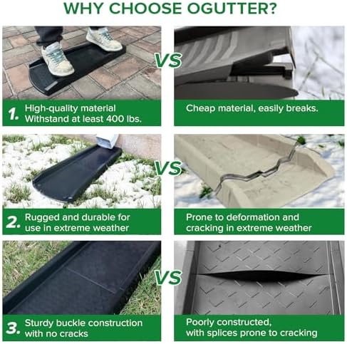 Splash Blocks for Gutters Downspouts, 24" Downspout Extensions for Rain Water Drainage, Thickened Gutter Splash Guard with Fixing Piles(1 Pack, Black) - Image 2